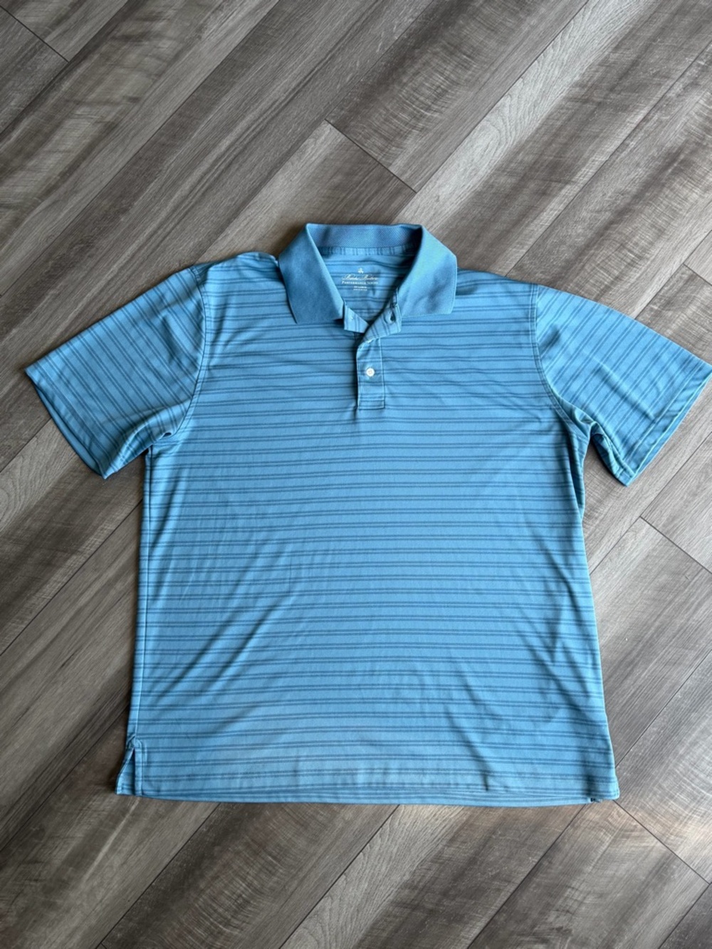 Brooks Brothers Performance Polo Shirt Men's 2XL Blue Stripe Golf Lightweight